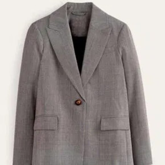 Boden Bloomsbury Wool Blazer in Grey Check Plaid Academia Houndstooth 20-22R - Picture 1 of 16
